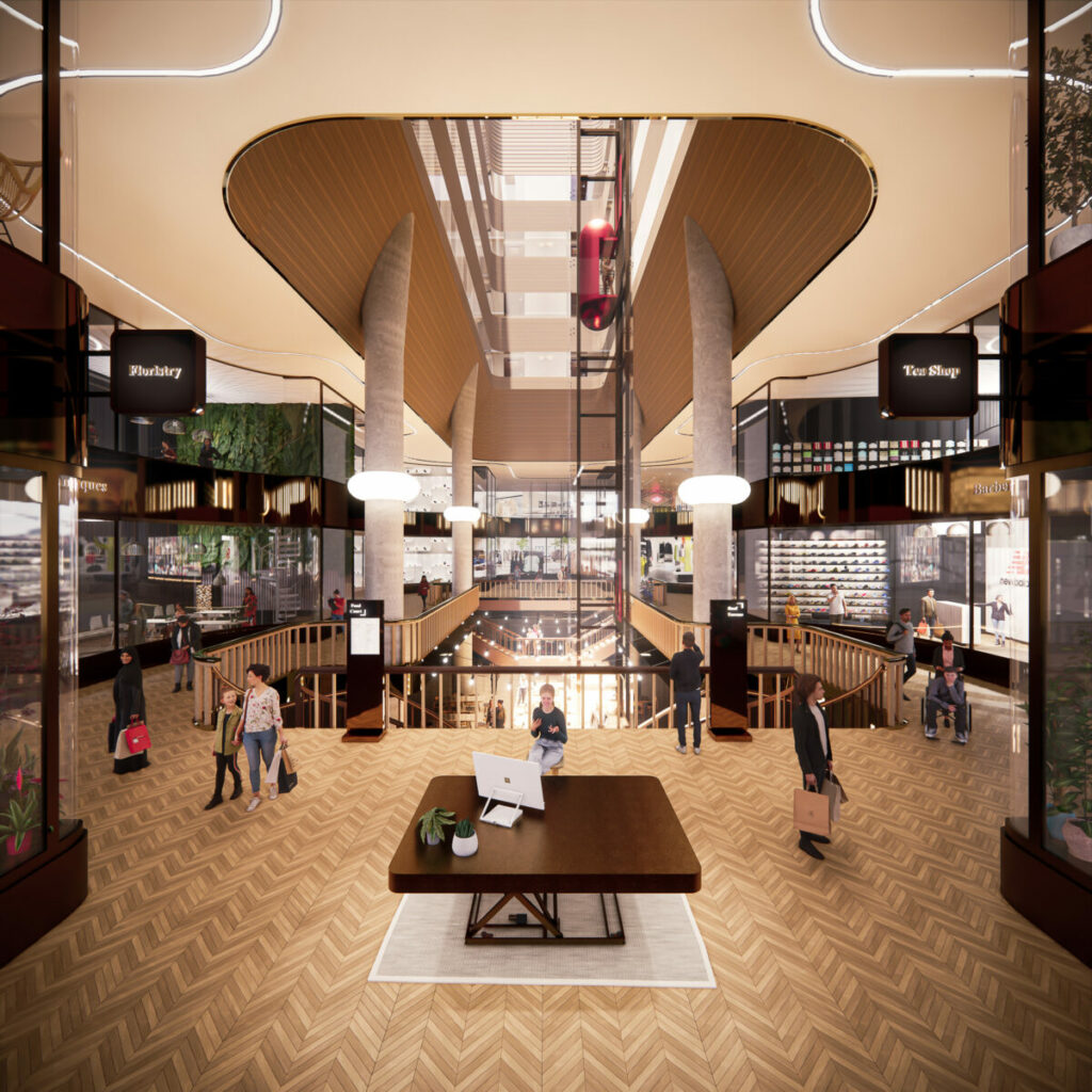 debenhams atrium design by gt3 architects